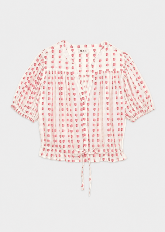 Karla Gathered Top in Ecru/Red from M.A.B.E at Edito Boutique