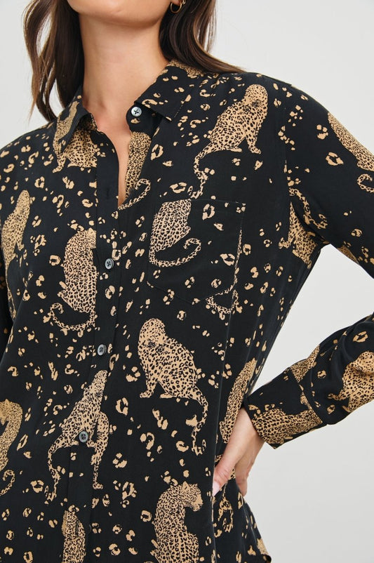 Kate Shirt in Noir Leopard from RAILS at Edito boutique