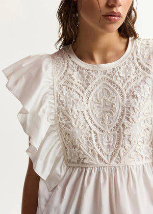 Keany Ruffle Top in White from ESSENTIEL ANTWERP at Edito Boutique