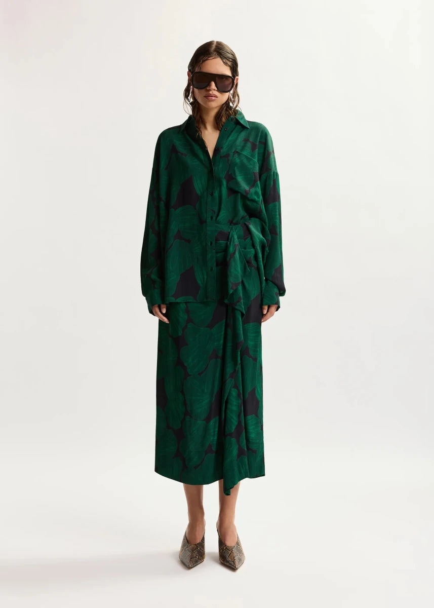 Kim Printed Skirt im Black/Green from ESSENTIEL ANTWERP at Edito Boutique