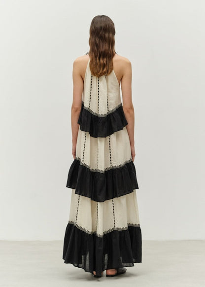 Kleio Maxi Dress in Off White/Black from DEVOTION TWINS at Edito boutique