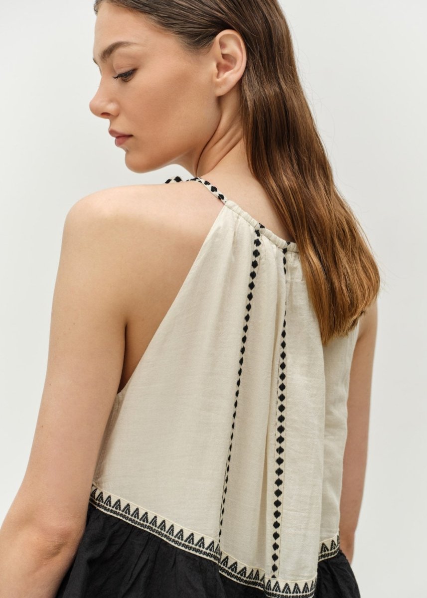 Kleio Maxi Dress in Off White/Black from DEVOTION TWINS at Edito boutique
