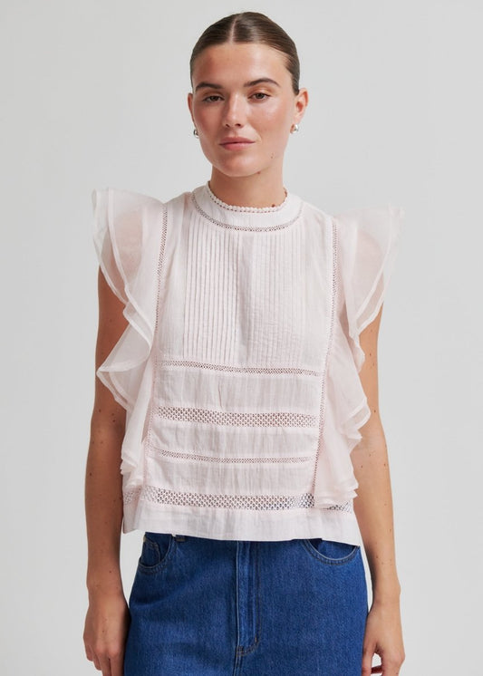 Kristel Frill Top In White from SECOND FEMALE at Edito Boutique