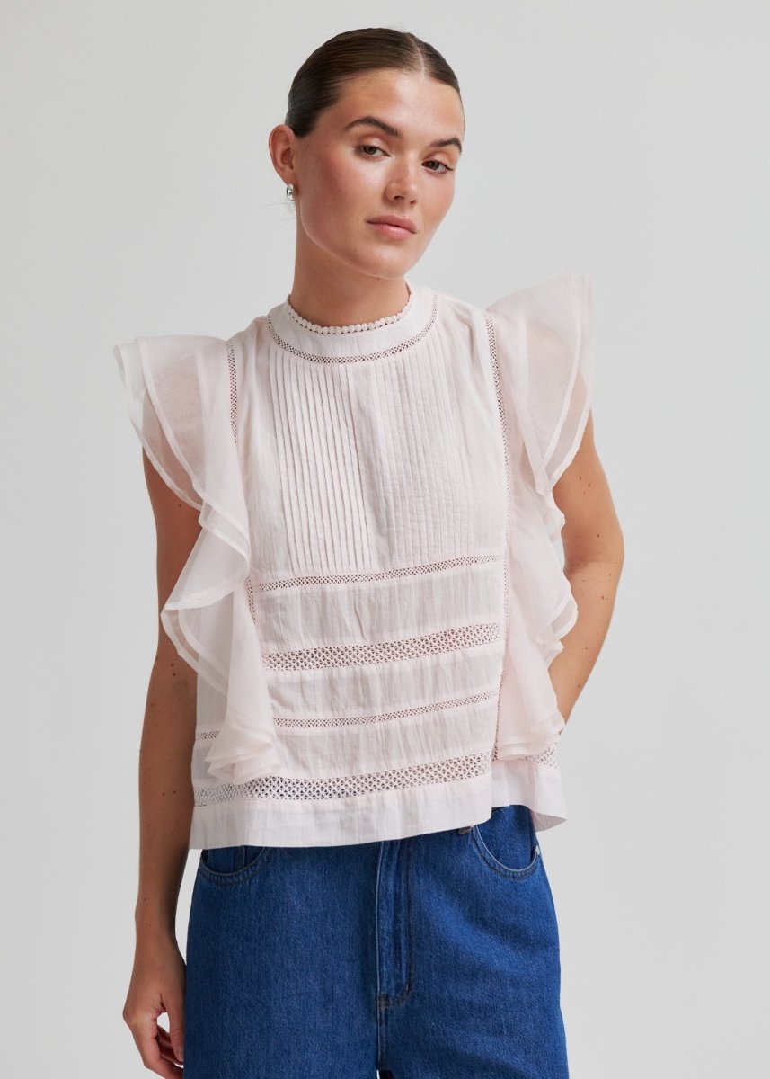 Kristel Frill Top In White from SECOND FEMALE at Edito Boutique