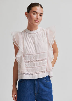 Kristel Frill Top In White from SECOND FEMALE at Edito Boutique
