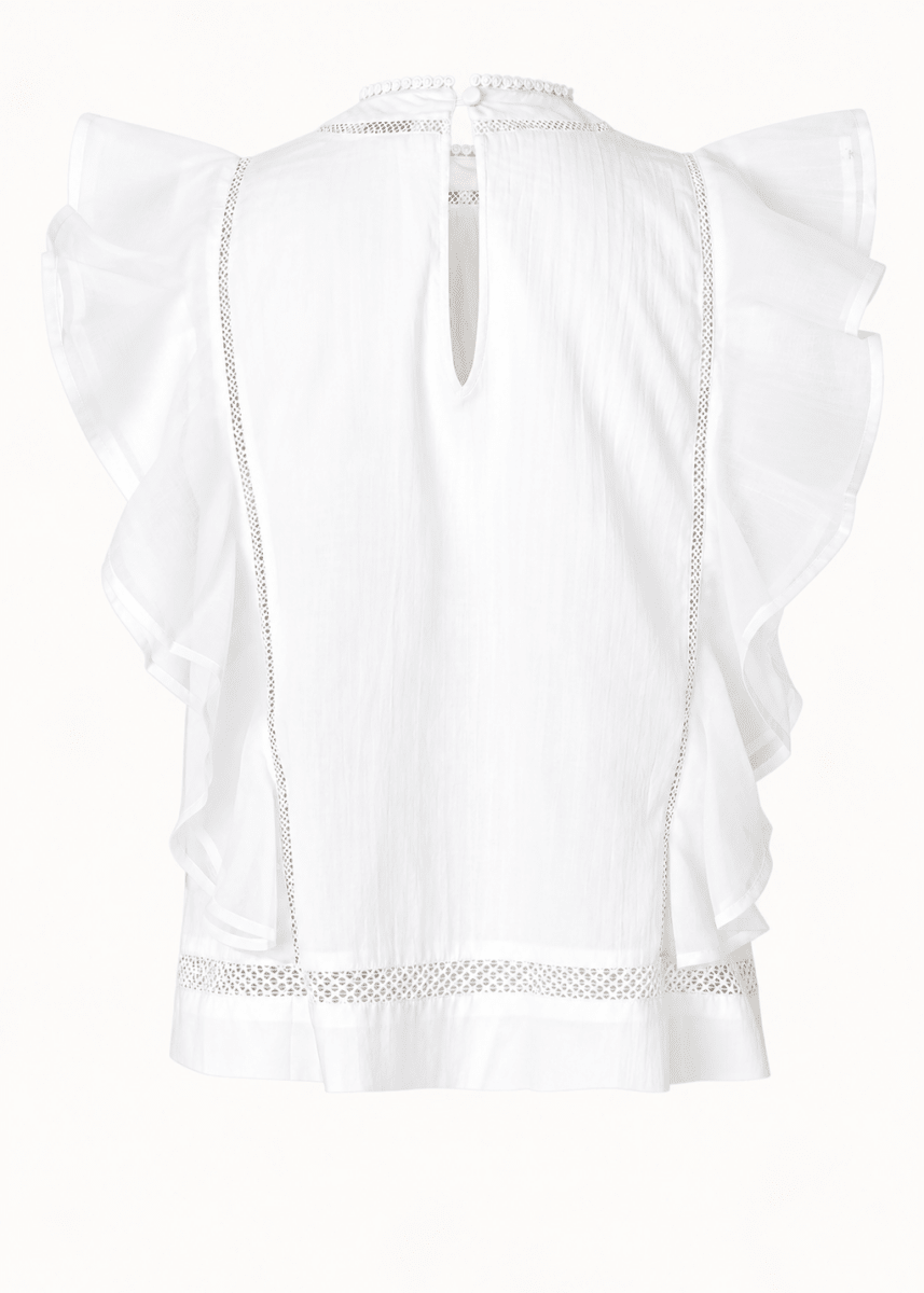 Kristel Frill Top In White from SECOND FEMALE at Edito Boutique