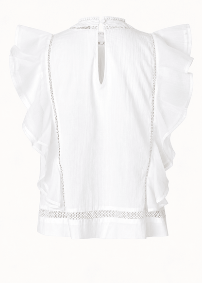Kristel Frill Top In White from SECOND FEMALE at Edito Boutique