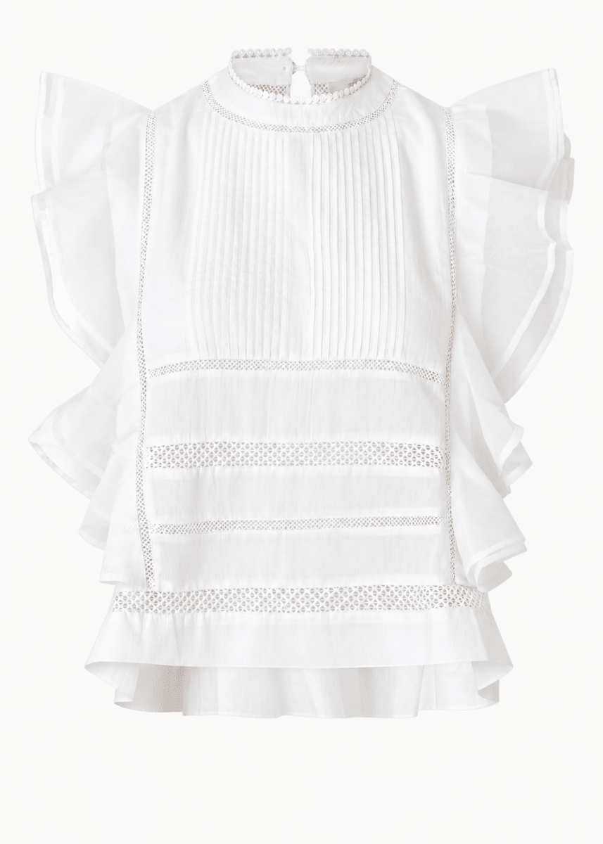 Kristel Frill Top In White from SECOND FEMALE at Edito Boutique