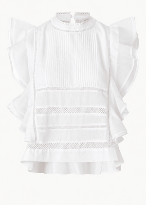 Kristel Frill Top In White from SECOND FEMALE at Edito Boutique