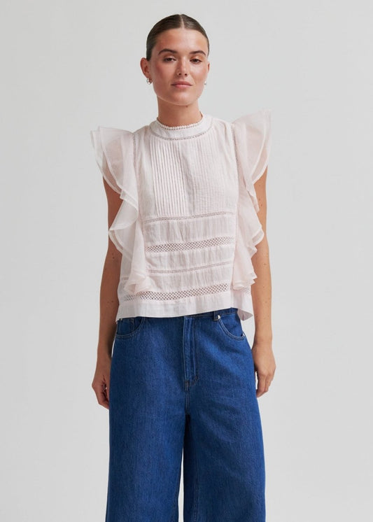 Kristel Frill Top In White from SECOND FEMALE at Edito Boutique