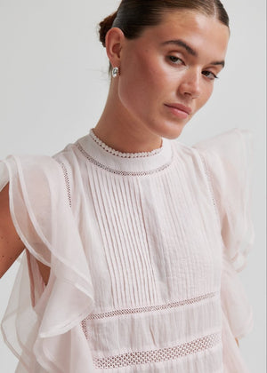 Kristel Frill Top In White from SECOND FEMALE at Edito Boutique