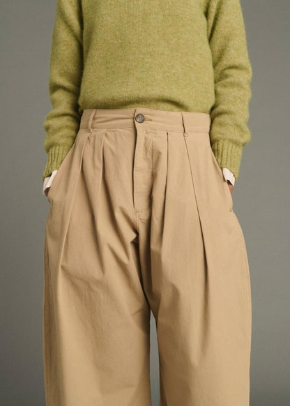 Lambert Pleated Trouser in Beige from SOEUR at Edito Boutique