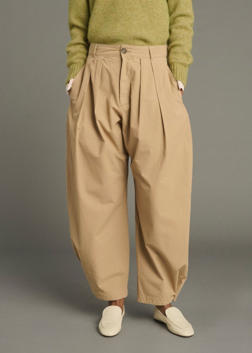 Lambert Pleated Trouser in Beige from SOEUR at Edito Boutique