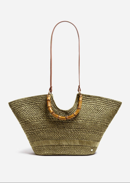 Large Bamboo Basket Raffia Basket from VANESSA BRUNO at Edito Boutique