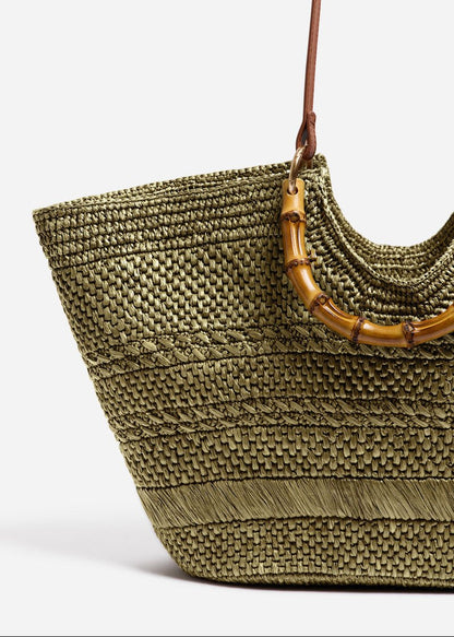 Large Bamboo Basket Raffia Basket from VANESSA BRUNO at Edito Boutique