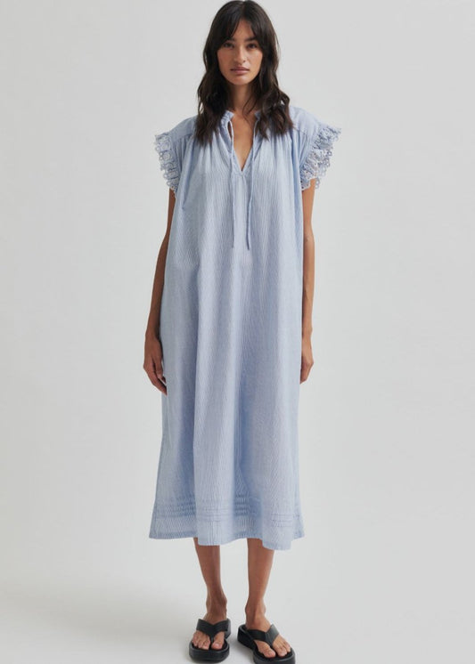 Laure Dress in Blue Stripe from SECOND FEMALE at Edito boutique