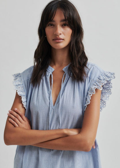 Laure Dress in Blue Stripe from SECOND FEMALE at Edito boutique