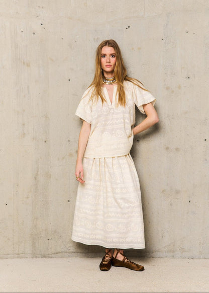 Laure Embroidered Tunic in Ecru from STELLA FOREST at Edito boutique