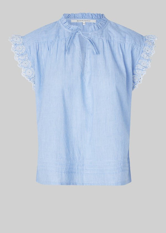 Laure Top in Blue Stripe from SECOND FEMALE at Edito boutique