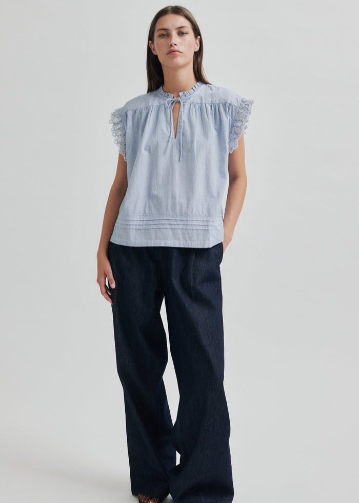 Laure Top in Blue Stripe from SECOND FEMALE at Edito boutique