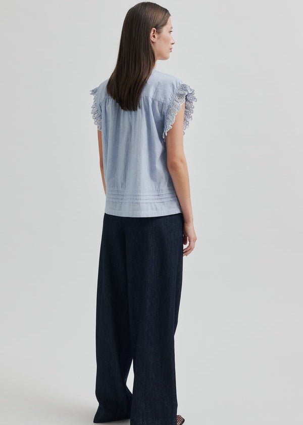 Laure Top in Blue Stripe from SECOND FEMALE at Edito boutique
