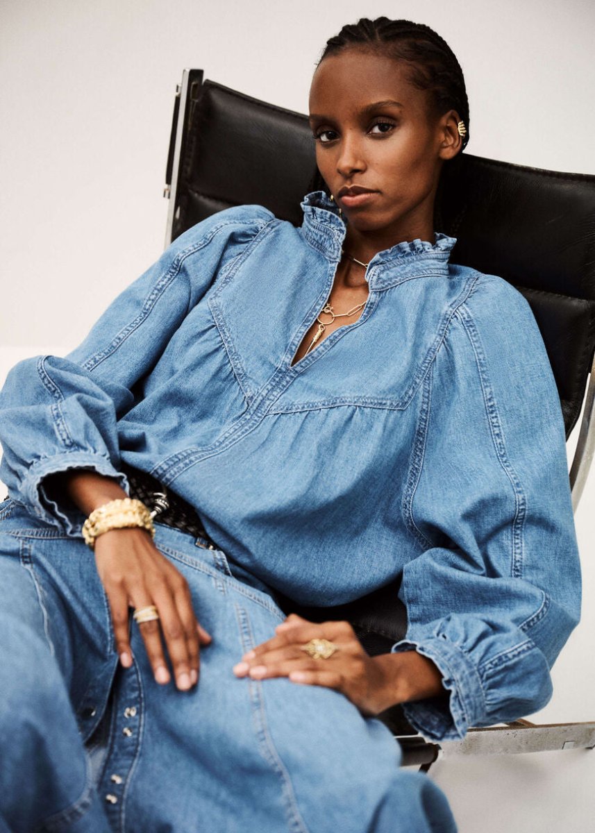 Lay Denim Blouse in Blue from BA&SH at Edito boutique