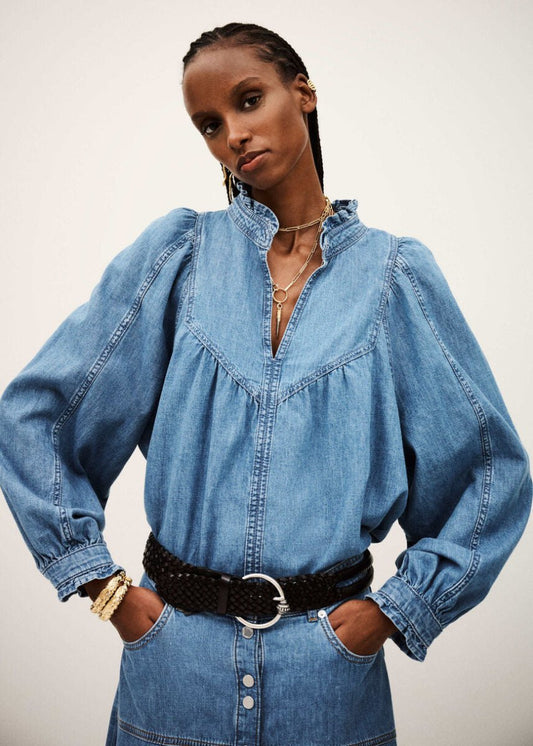 Lay Denim Blouse in Blue from BA&SH at Edito boutique