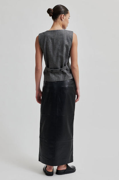 Letho Leather Maxi Skirt in Black from Second Female