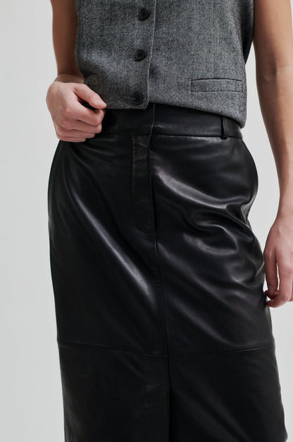Letho Leather Maxi Skirt in Black from SECOND FEMALE at Edito boutique