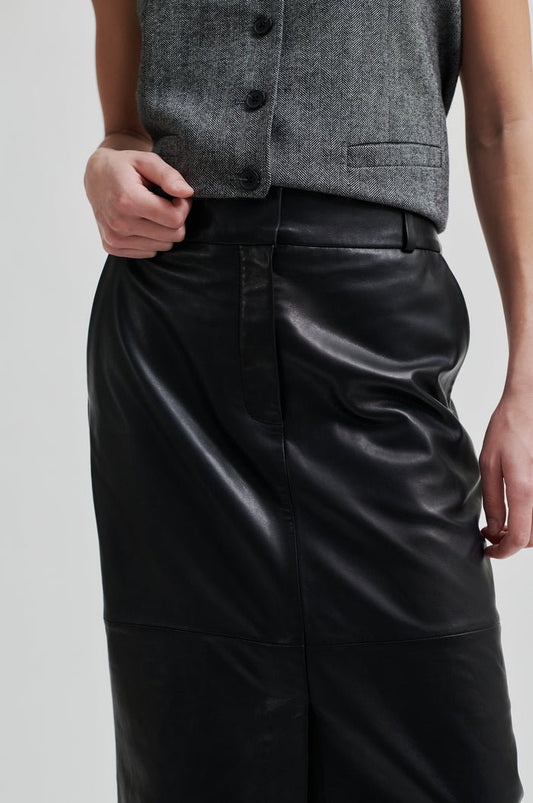 Letho Leather Maxi Skirt in Black from SECOND FEMALE at Edito boutique