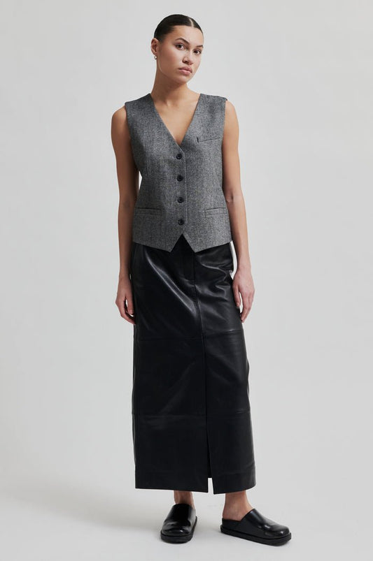 Letho Leather Maxi Skirt in Black from SECOND FEMALE at Edito boutique