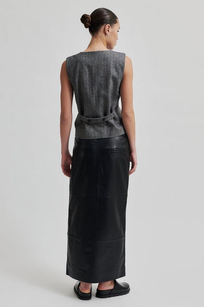 Letho Leather Maxi Skirt in Black from SECOND FEMALE at Edito boutique