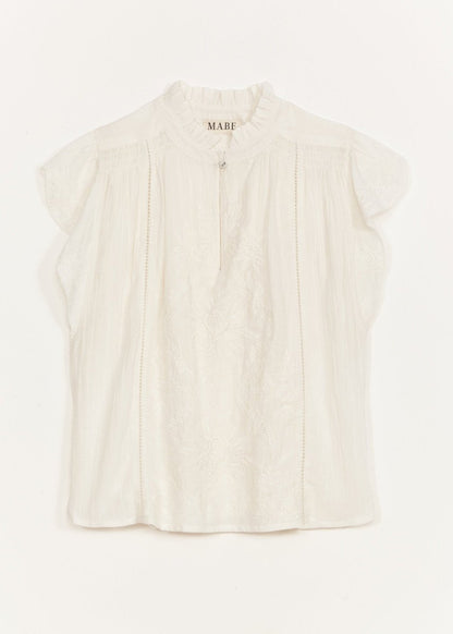 Lilia Embroidered Top in Ecru from M.A.B.E at Edito boutique