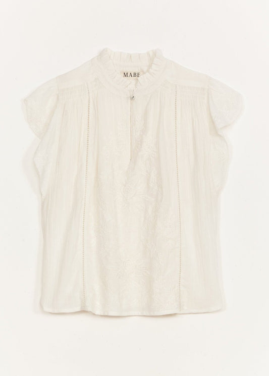 Lilia Embroidered Top in Ecru from M.A.B.E at Edito boutique