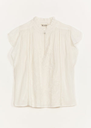 Lilia Embroidered Top in Ecru from M.A.B.E at Edito boutique