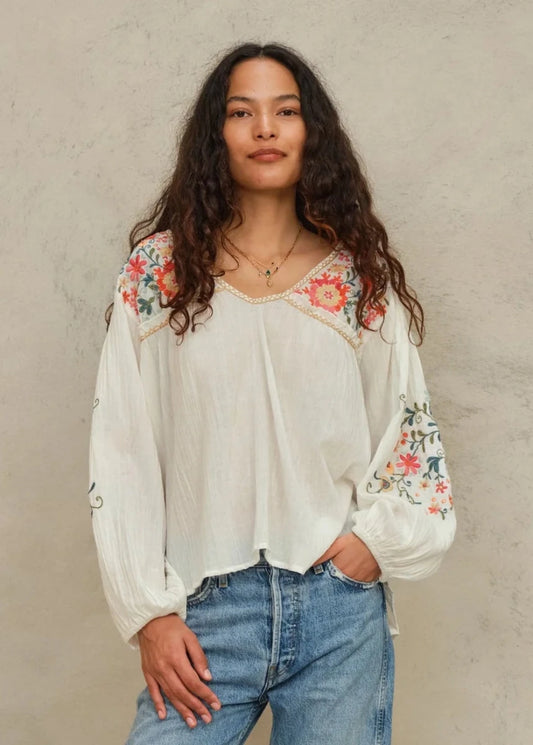 Loren Top in Ecru/Multi from M.A.B.E at Edito Boutique