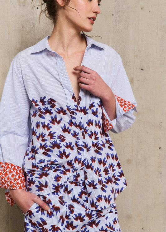 Louxor Printed Shirt in Blue from STELLA FOREST at Edito boutique