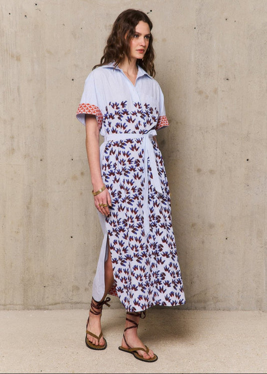 Louxor Shirt Dress in Blue from STELLA FOREST at Edito boutique