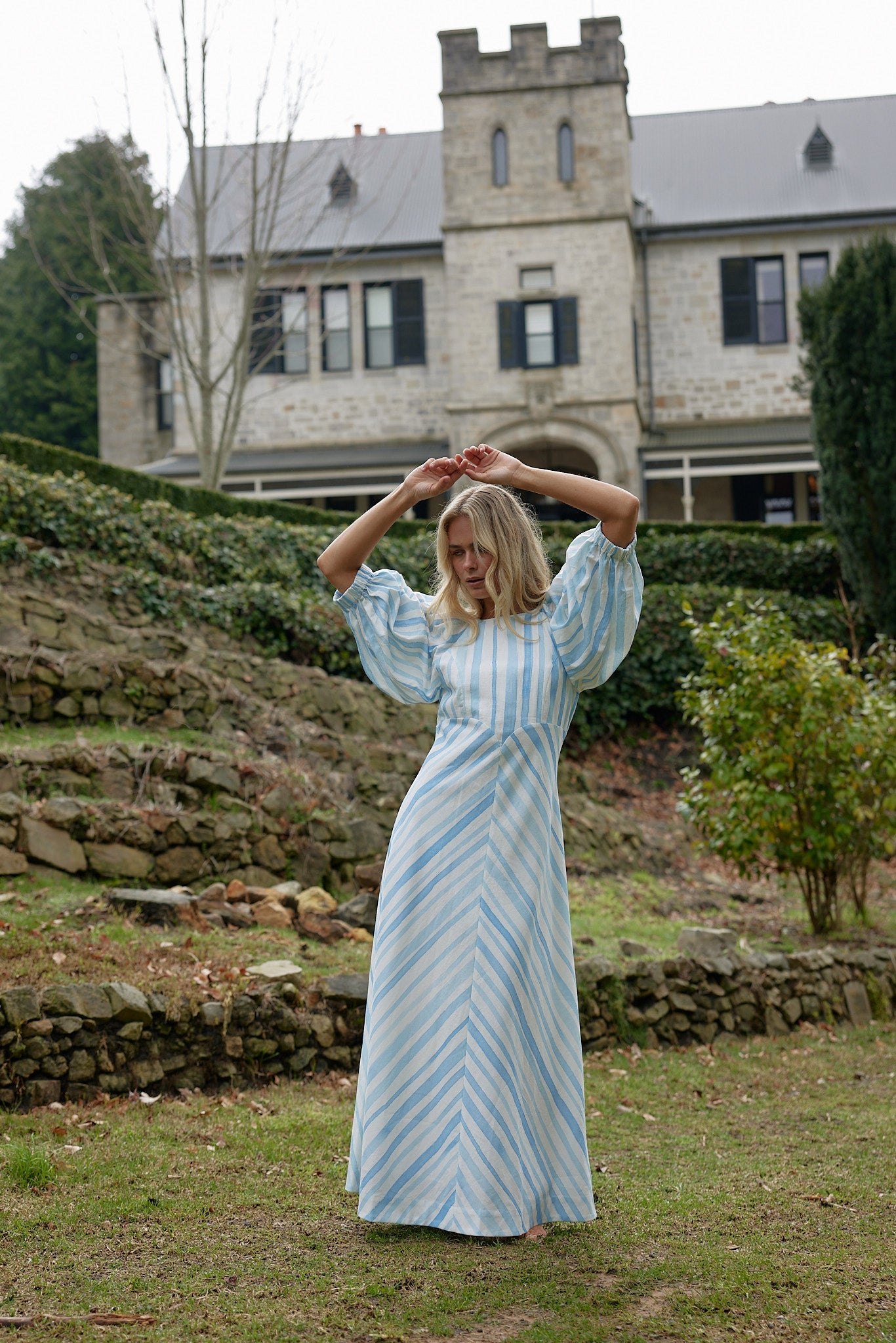 Lucinda Dress in Powder Stripe from Aston Studio