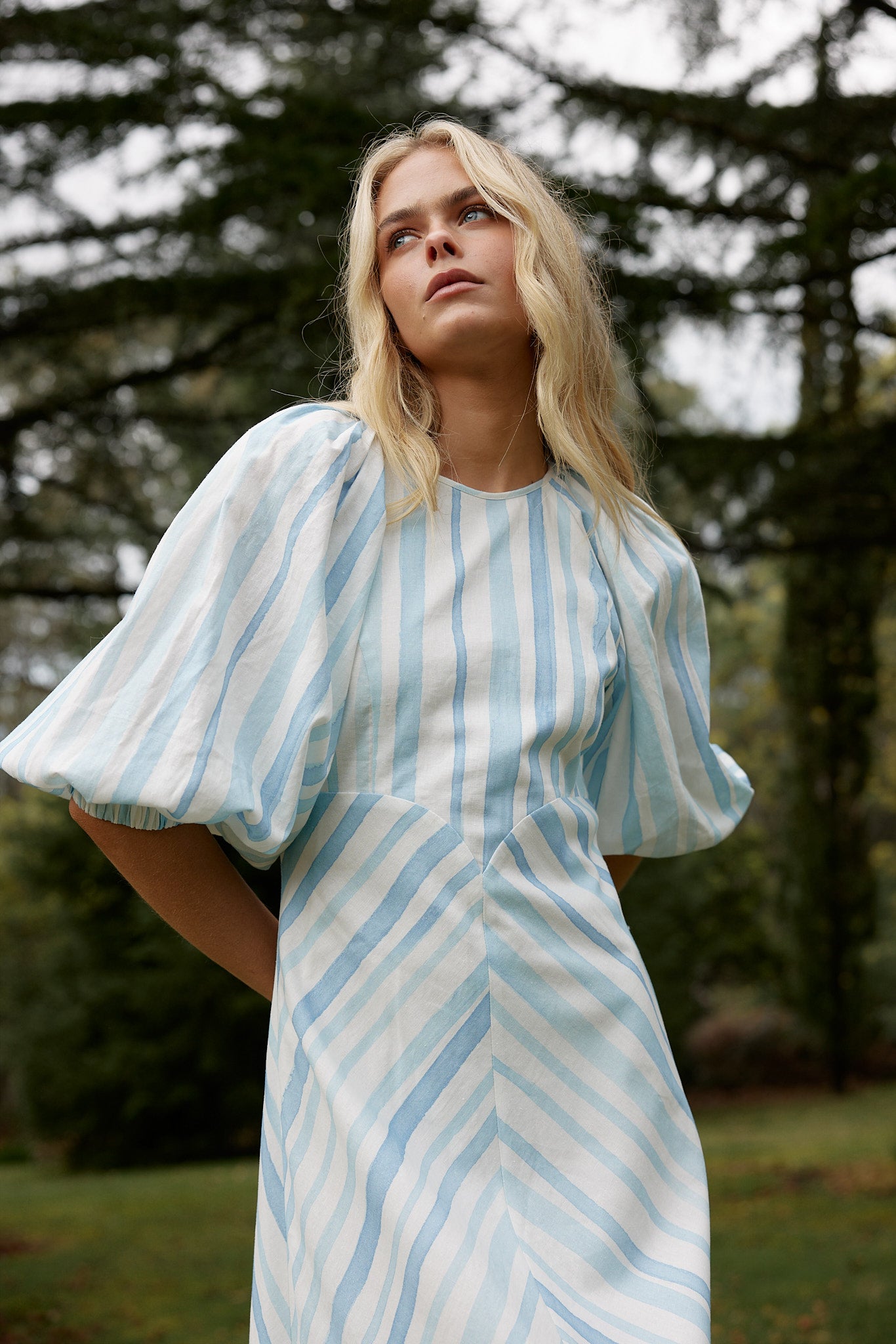 Lucinda Dress in Powder Stripe from Aston Studio