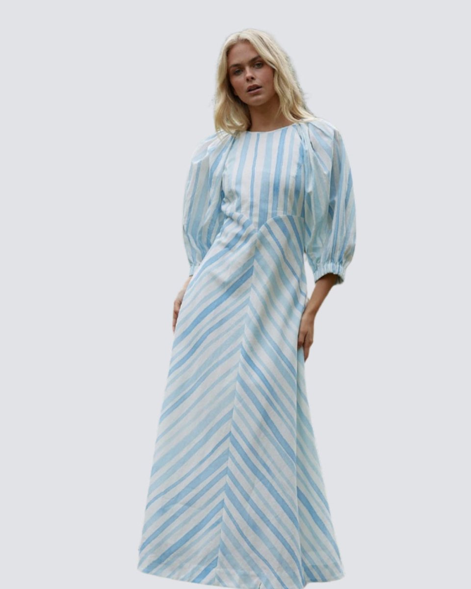 Lucinda Dress in Powder Stripe from ASTON STUDIO at Edito boutique