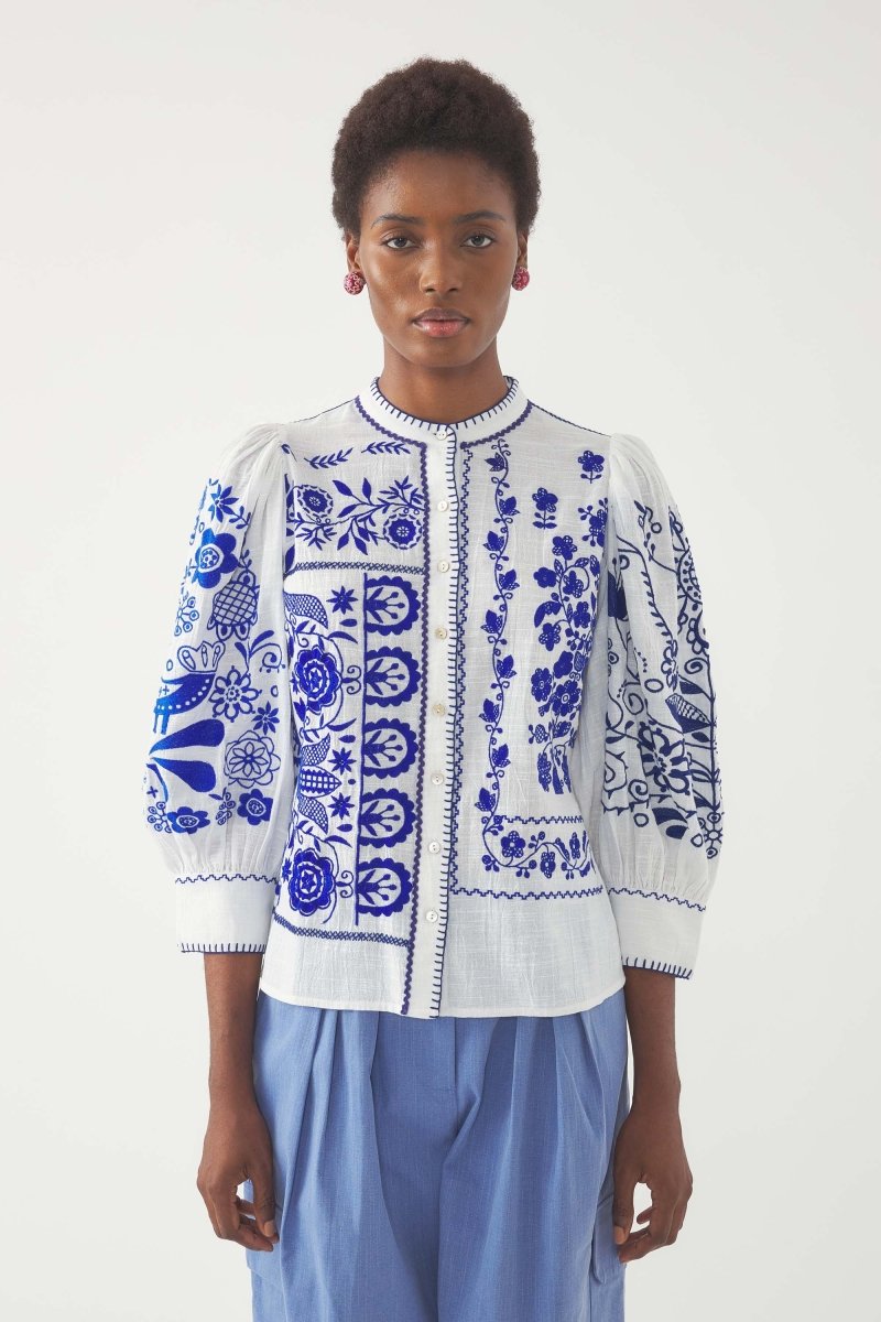 Mamie Blouse in Blue from ANTIK BATIK at Edito boutique