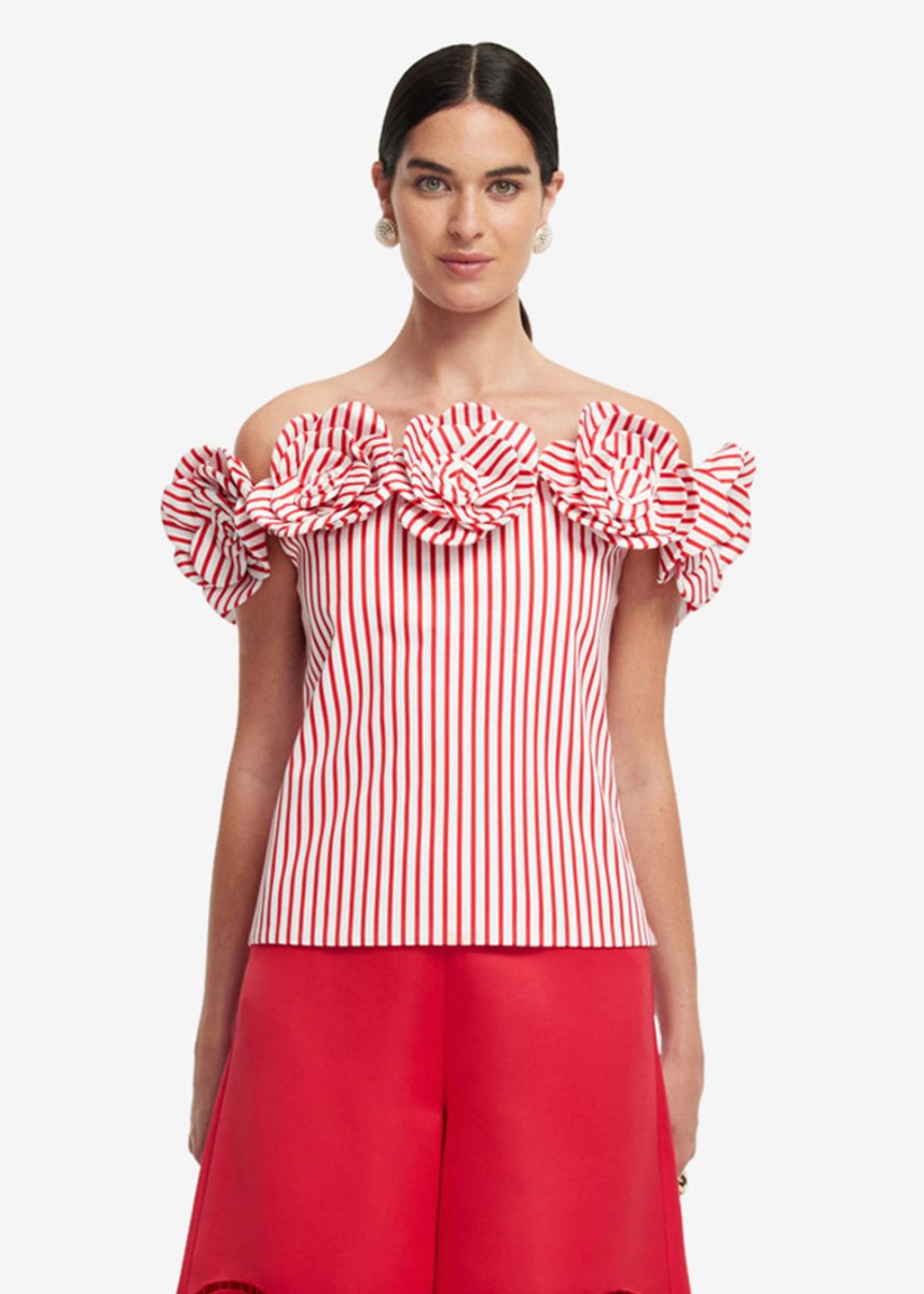 McKayla Off - Shoulder Top in Scarlet from LEO LIN at Edito boutique