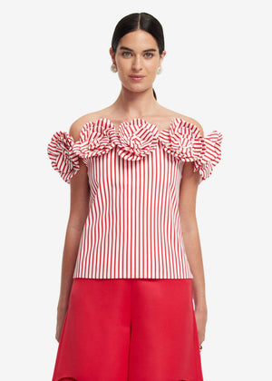 McKayla Off - Shoulder Top in Scarlet from LEO LIN at Edito boutique