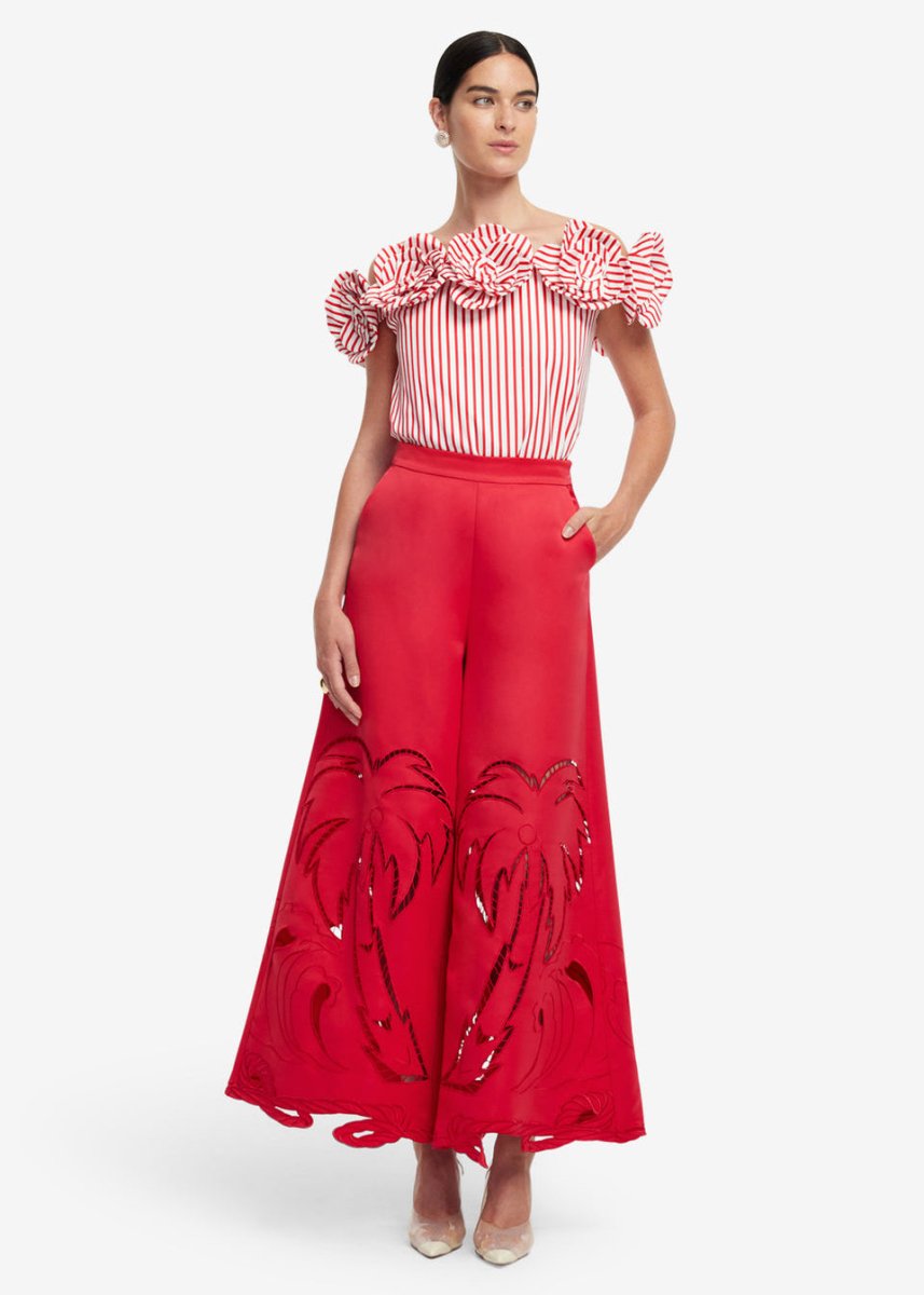 McKayla Off - Shoulder Top in Scarlet from LEO LIN at Edito boutique