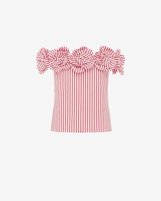 McKayla Off - Shoulder Top in Scarlet from LEO LIN at Edito boutique