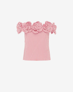 McKayla Off - Shoulder Top in Scarlet from LEO LIN at Edito boutique