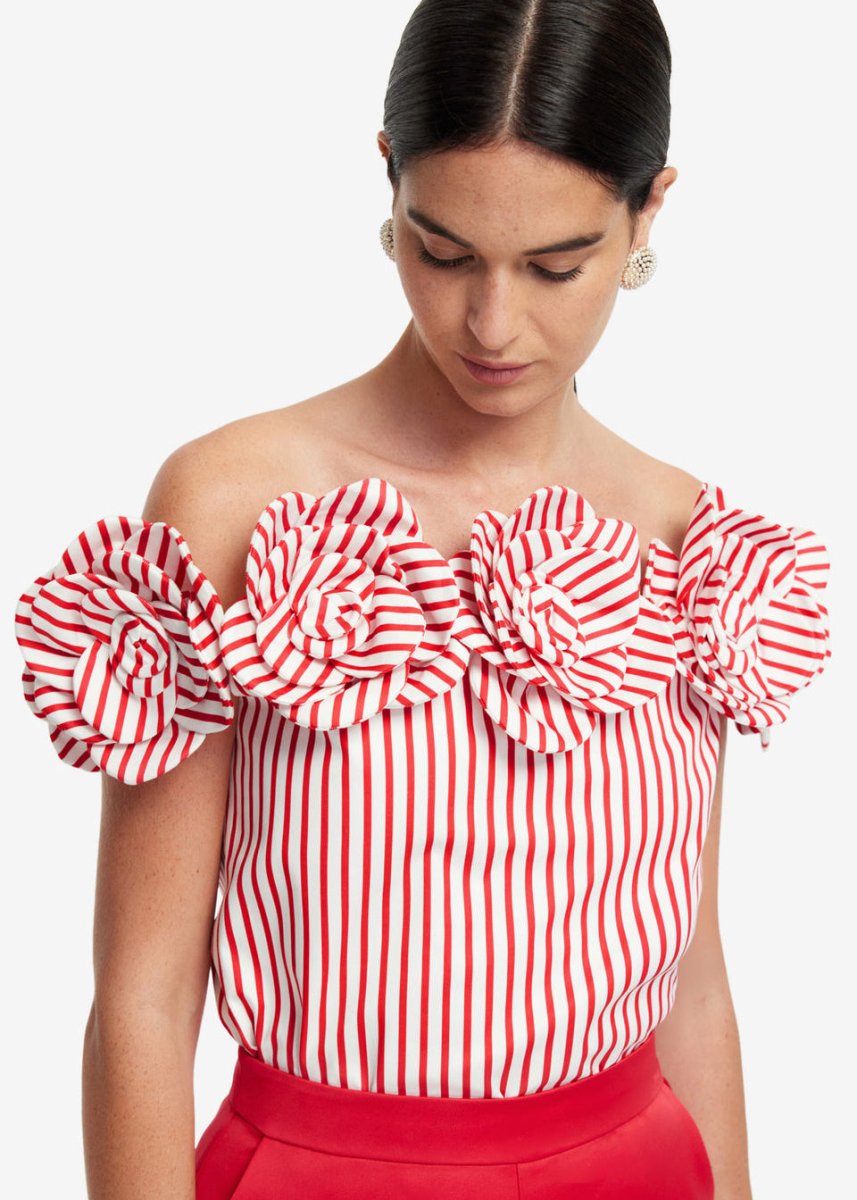 McKayla Off - Shoulder Top in Scarlet from LEO LIN at Edito boutique