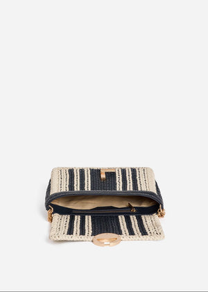 Medium Leather Moon Bag in Navy/Cream from VANESSA BRUNO at Edito Boutique