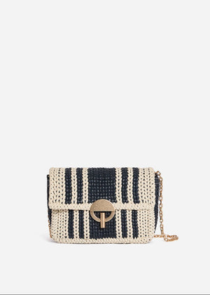 Medium Leather Moon Bag in Navy/Cream from VANESSA BRUNO at Edito Boutique